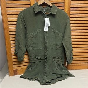 Young Fabulous & Broke River Raw Edge Romper in Cadet Pigment Wash